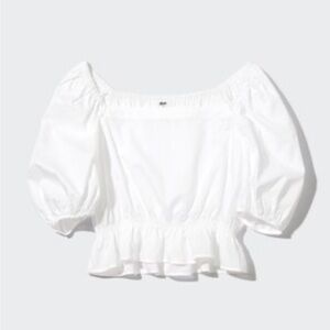 Uniqlo White Puff Sleeve Top